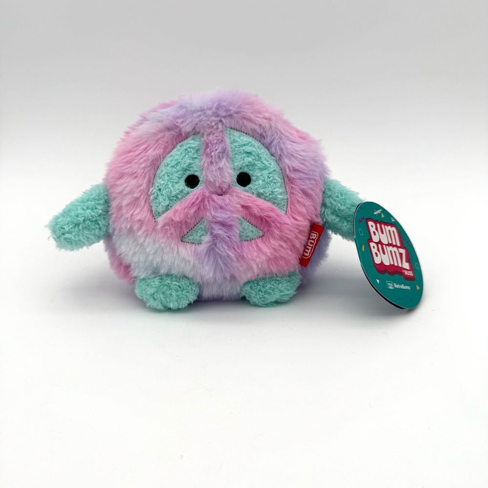 ✌️ Megs ☮️ the Peace Sign Retro Bum Bumz Plush Bean 4.5" Kelly Toy NWT Beaded